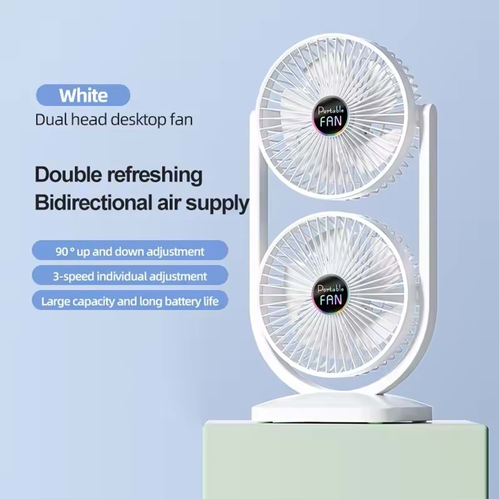 MEGAMUS 2'si1 Arada Çift Başlı Fan İç ve Dış Mekan için İdeal Ayrı Yukarı Aşağı Kontrol, ÇiftYönlü-B