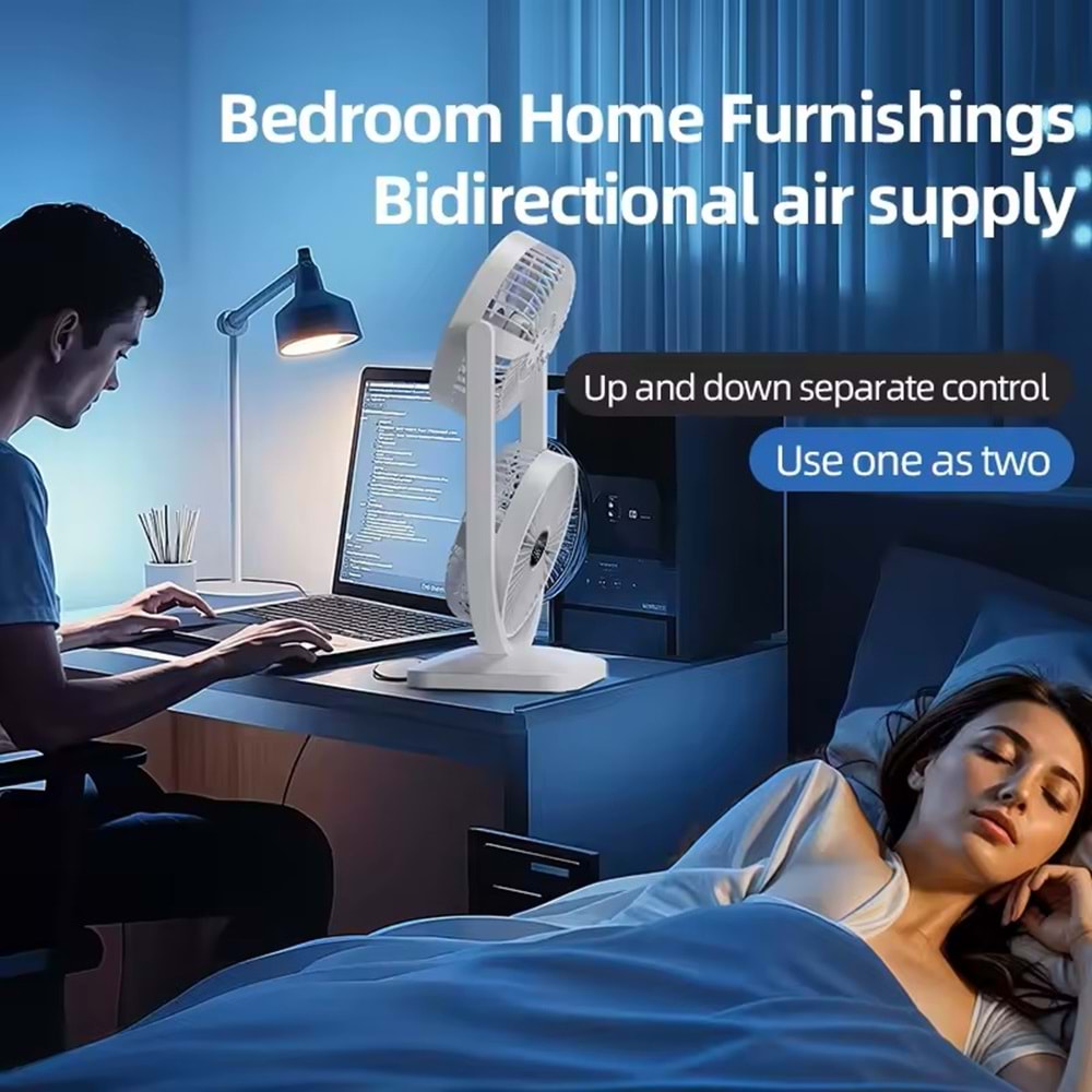 MEGAMUS 2'si1 Arada Çift Başlı Fan İç ve Dış Mekan için İdeal Ayrı Yukarı Aşağı Kontrol, ÇiftYönlü-B