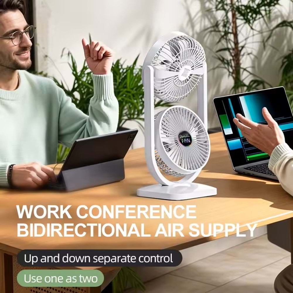 MEGAMUS 2'si1 Arada Çift Başlı Fan İç ve Dış Mekan için İdeal Ayrı Yukarı Aşağı Kontrol, ÇiftYönlü-B