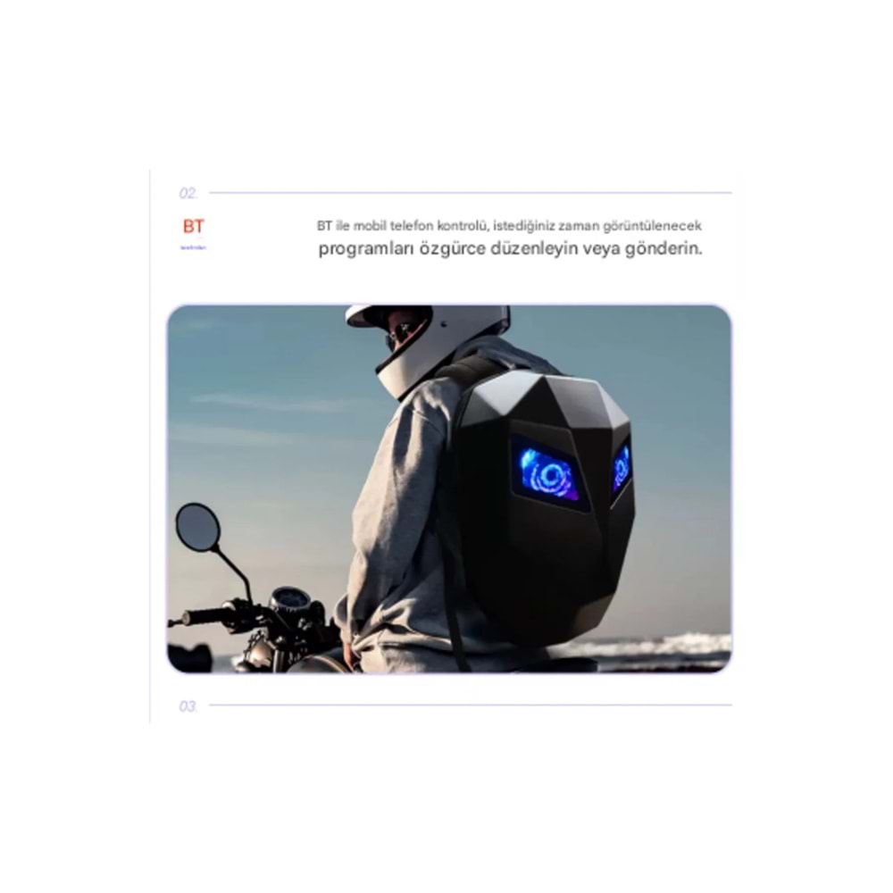 Airstorr Karbon, Led Gözlü Motorcu Sırt Çantası Ledli Sırt Çantası, Telefon Kontrol Kask Taşıma Çant