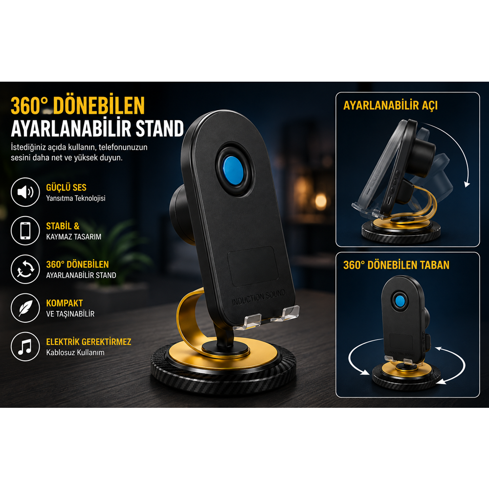 H58 Bluetooth 5.3 & Ses Algılama Modlu RGB Hoparlörlü Telefon Standı