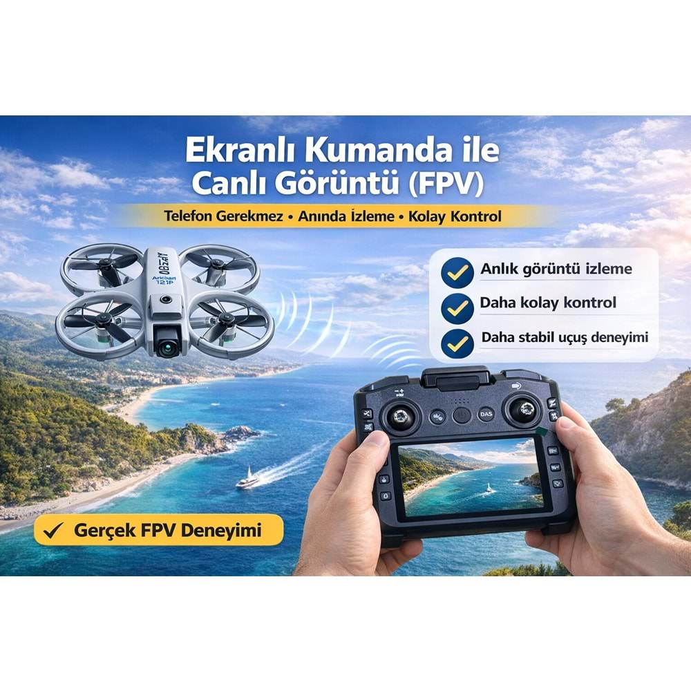 Aırstorr Aircraft T21P Drone Çift Kamera 1080P HD Ekranlı Kumanda Brushless Motor 20dk Uçuş FPV