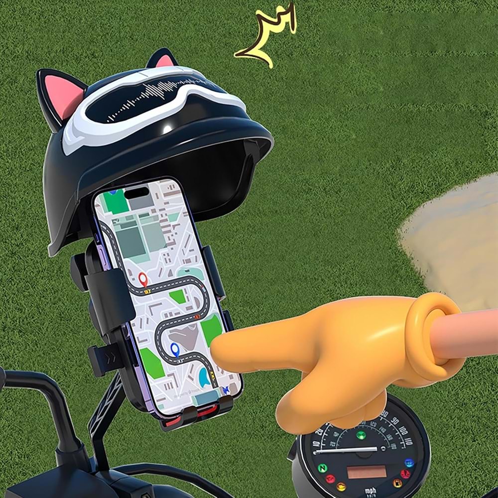 Sevimli Kulaklık Güneşlik Su Geçirmez Motosiklet Braketi Şemsiyeli Telefon Tutacağı XY093