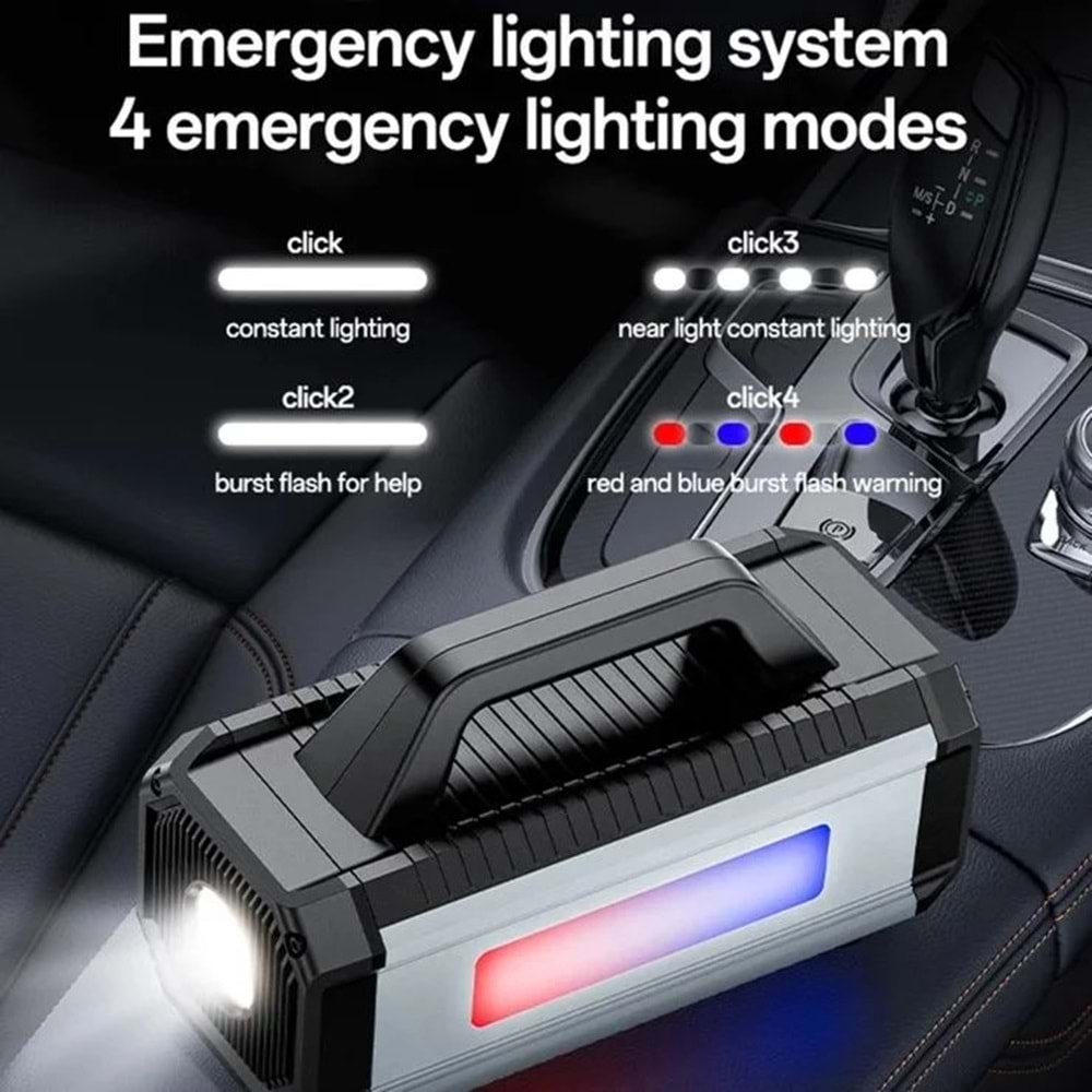 MEGAMUS Yesido VC13 5in1 Araç Akü Acil Durum Takviye Güç Kaynağı ve Hava Kompresörü 12V 150W 10000m