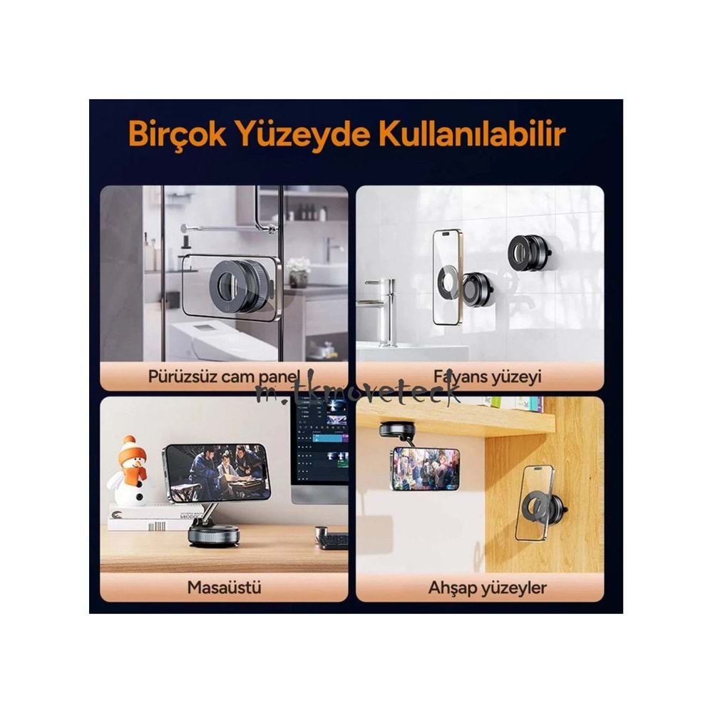 Airstorr Magsafe Telefon Tutucu Tüm Yüzeylerle Uyumlu Vakumlu Sökülebilir 360 Oynar Başlıklı Ünivers