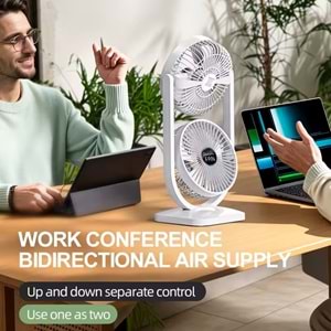 MEGAMUS 2'si1 Arada Çift Başlı Fan İç ve Dış Mekan için İdeal Ayrı Yukarı Aşağı Kontrol, ÇiftYönlü-B