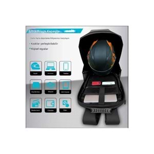 Airstorr Karbon, Led Gözlü Motorcu Sırt Çantası Ledli Sırt Çantası, Telefon Kontrol Kask Taşıma Çant