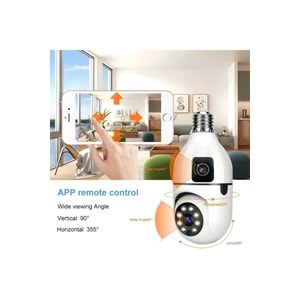MEGAMUS 2MP ampul kablosuz Wifi kamera çift Lens işık IP 2 yönlü ses otomatik izleme AI insansı algı