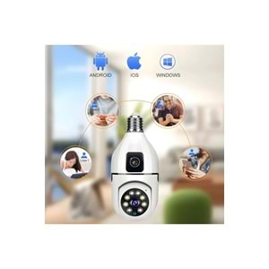 MEGAMUS 2MP ampul kablosuz Wifi kamera çift Lens işık IP 2 yönlü ses otomatik izleme AI insansı algı