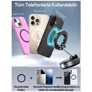 Airstorr Magsafe Telefon Tutucu Tüm Yüzeylerle Uyumlu Vakumlu Sökülebilir 360 Oynar Başlıklı Ünivers