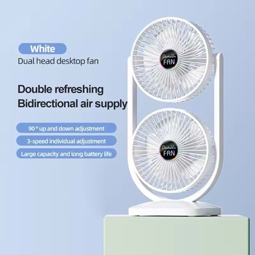 MEGAMUS 2'si1 Arada Çift Başlı Fan İç ve Dış Mekan için İdeal Ayrı Yukarı Aşağı Kontrol, ÇiftYönlü-B