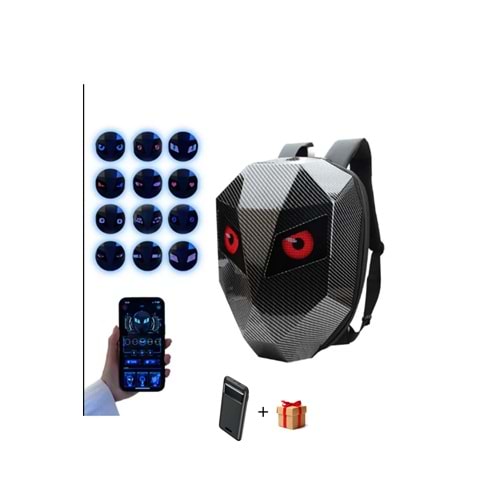 Airstorr Karbon, Led Gözlü Motorcu Sırt Çantası Ledli Sırt Çantası, Telefon Kontrol Kask Taşıma Çant