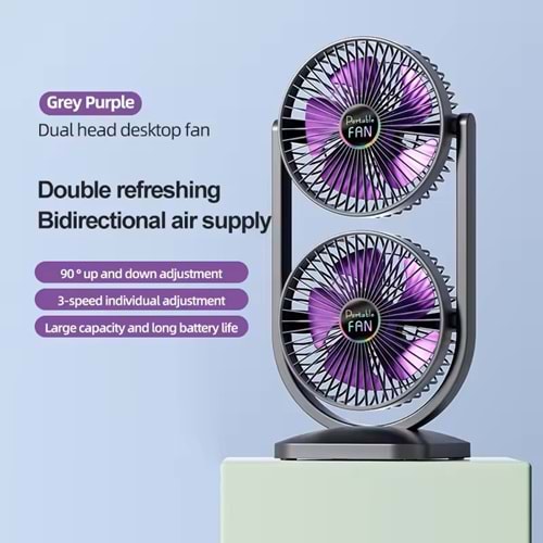 MEGAMUS 2'si1 Arada Çift Başlı Fan İç ve Dış Mekan için İdeal Ayrı Yukarı Aşağı Kontrol, Çift Yönlü